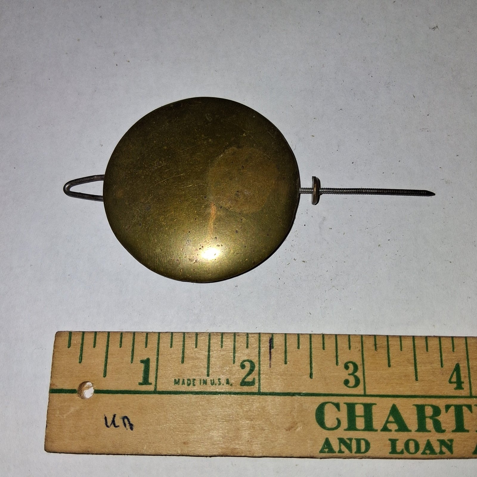 Antique 2" Brass Clock Pendulum Bob Universal Mantel Part with Rating Nut Lot
