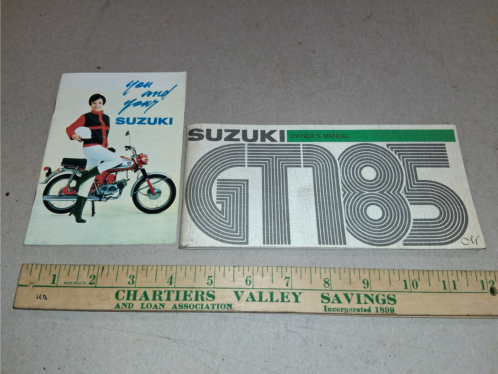 Vtg 1974 Suzuki GT185 Owners Manual and You and Your Suzuki Safety Booklet Lot!