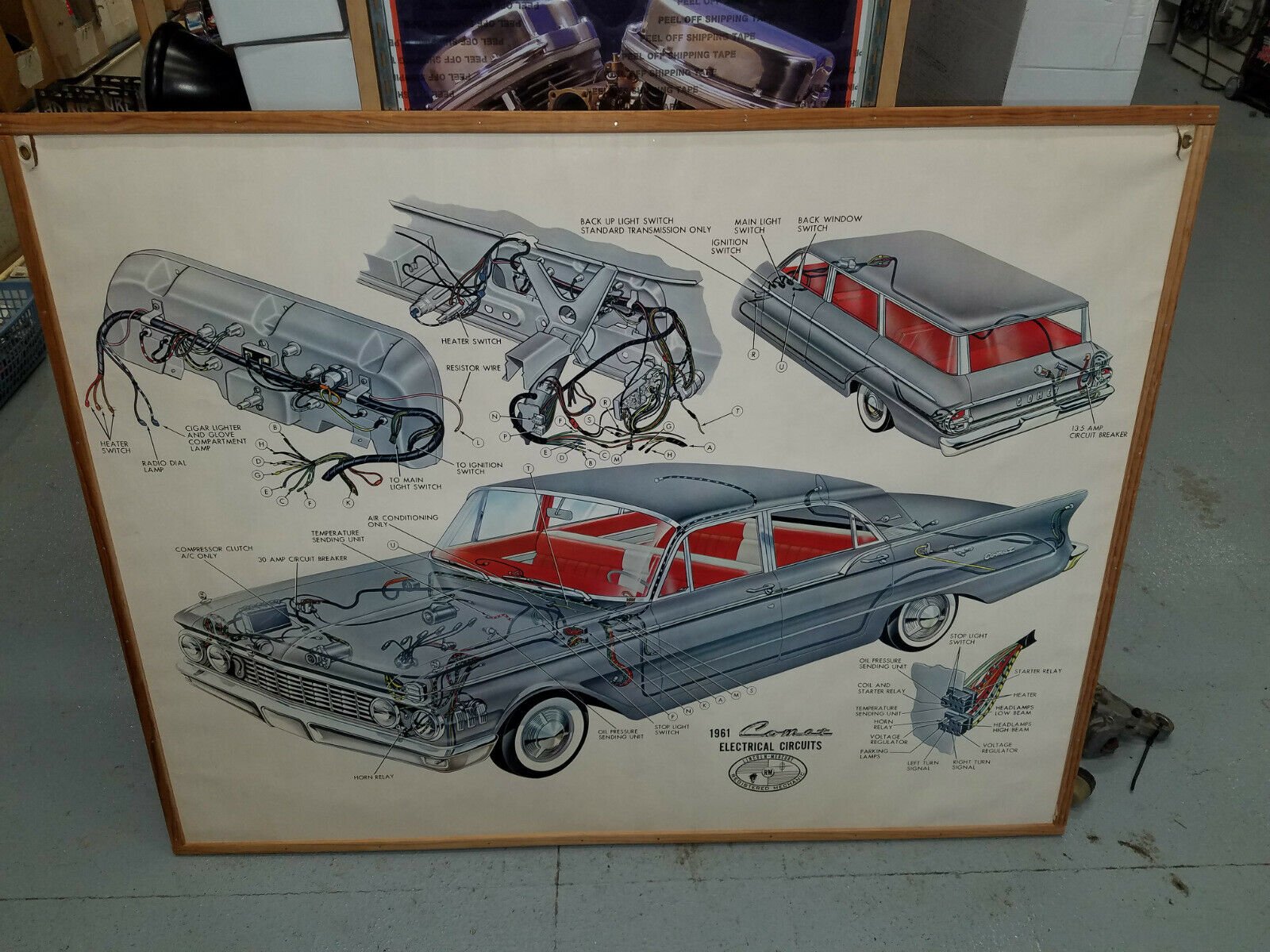 174214469841-0.jpg Vintage Mercury Comet 1961 Dealer Service Sign Poster Framed Shehab motors new k
