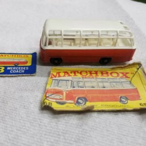 174223558996-0.jpg Vintage Mint Lesney Matchbox Toy Car Box #68 Mercedes coach Bus Orange