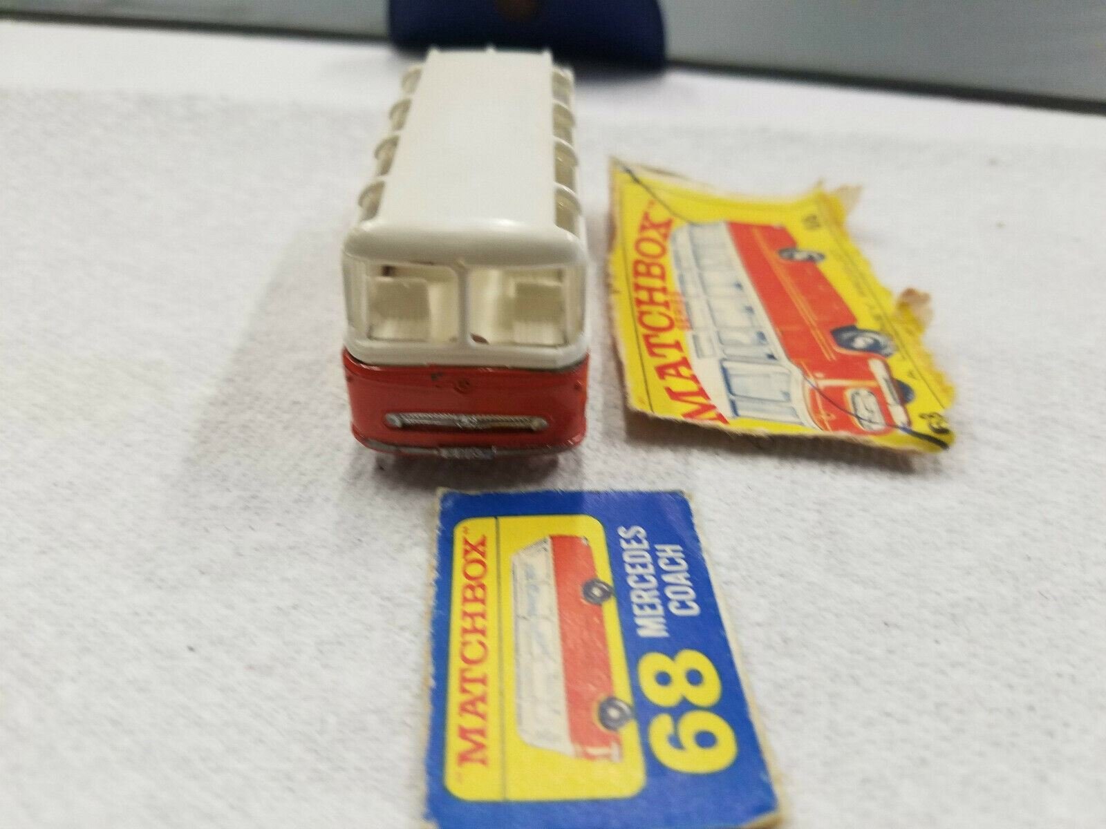174223558996-2.jpg Vintage Mint Lesney Matchbox Toy Car Box #68 Mercedes coach Bus Orange