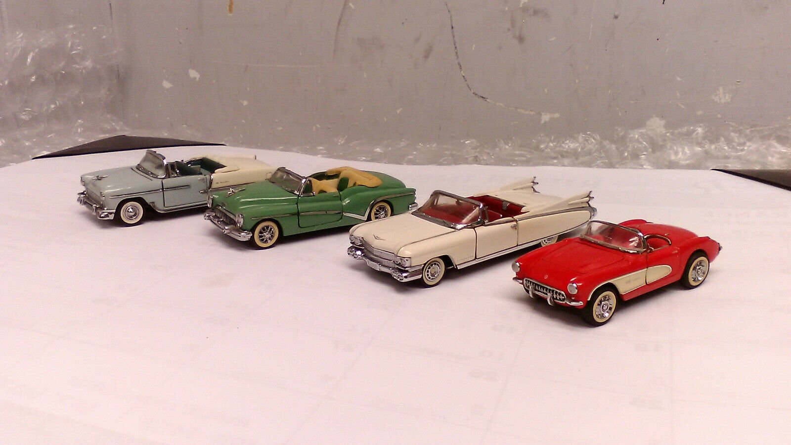 Franklin Mint 55 Chevy Belair Corvette 53 Buick 59 Cadillac Convertible Lot 1:43