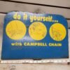Vintage Campbell Chain Sign Advertising Sports Equipment Tin 50's? Store Dealer