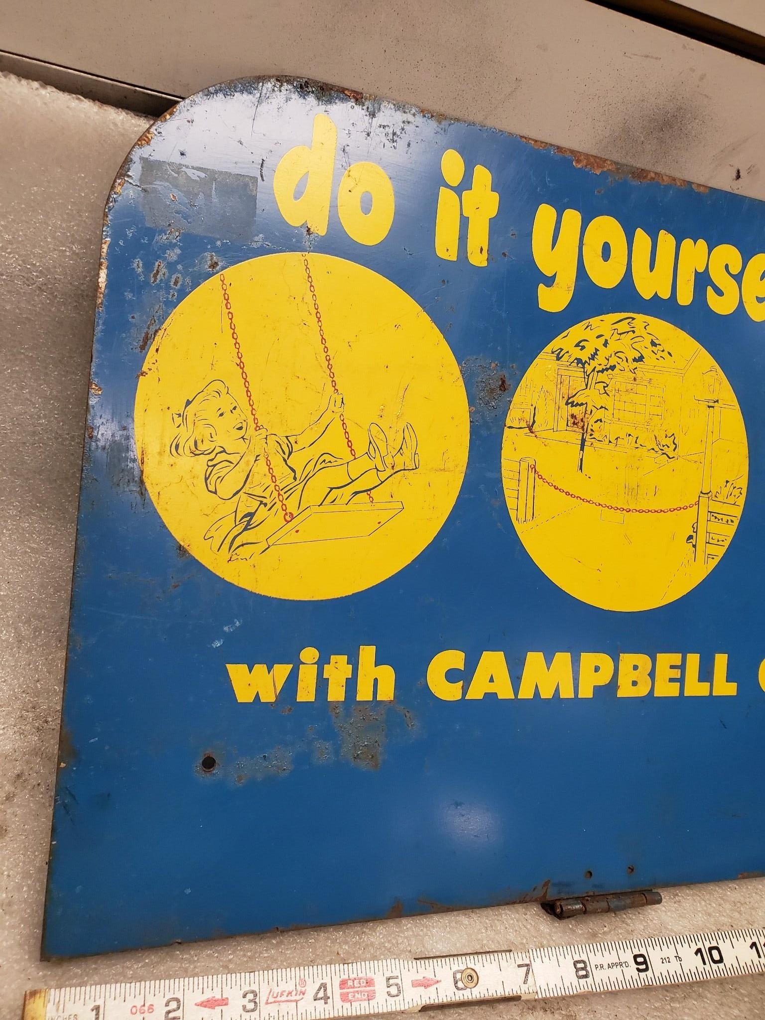 Vintage Campbell Chain Sign Advertising Sports Equipment Tin 50's? Store Dealer