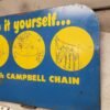 Vintage Campbell Chain Sign Advertising Sports Equipment Tin 50's? Store Dealer