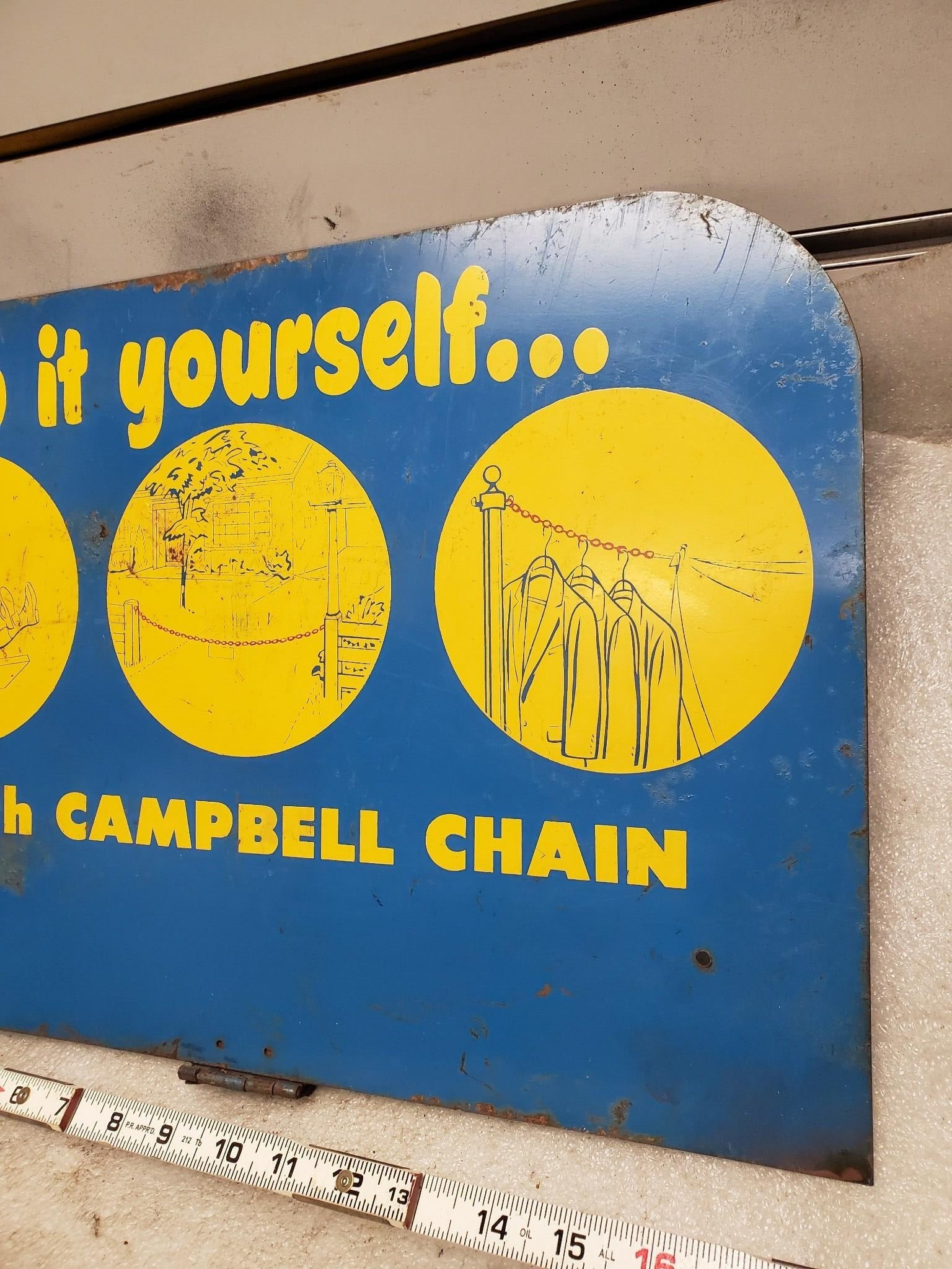 Vintage Campbell Chain Sign Advertising Sports Equipment Tin 50's? Store Dealer