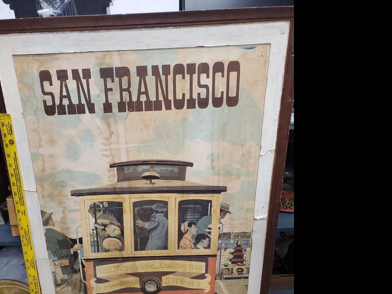 Vtg Framed Stan Galli United Airlines Orig San Francisco Advertising sign 1957