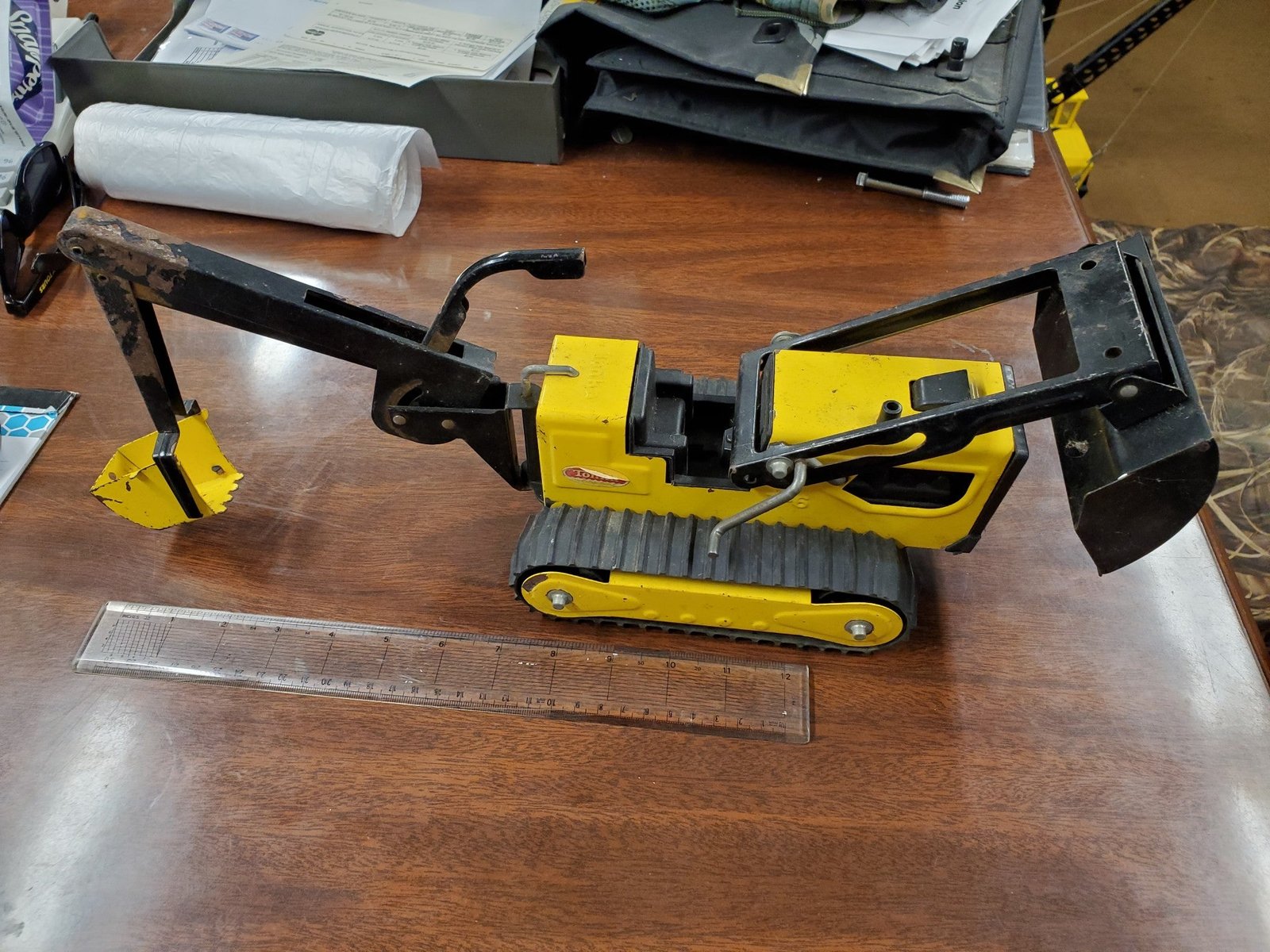 20200713153409a.jpg Tonka Vintage T6 Bulldozer Backhoe Front Loader Trencher Pressed Steel