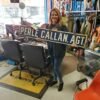 VTG DOUBLE SIDED ORIG PORCELAIN SIGN PERLE CALLAN AGT 48X8 TRAIN STATION RAILROA