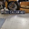 VTG DOUBLE SIDED ORIG PORCELAIN SIGN PERLE CALLAN AGT 48X8 TRAIN STATION RAILROA