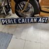 VTG DOUBLE SIDED ORIG PORCELAIN SIGN PERLE CALLAN AGT 48X8 TRAIN STATION RAILROA