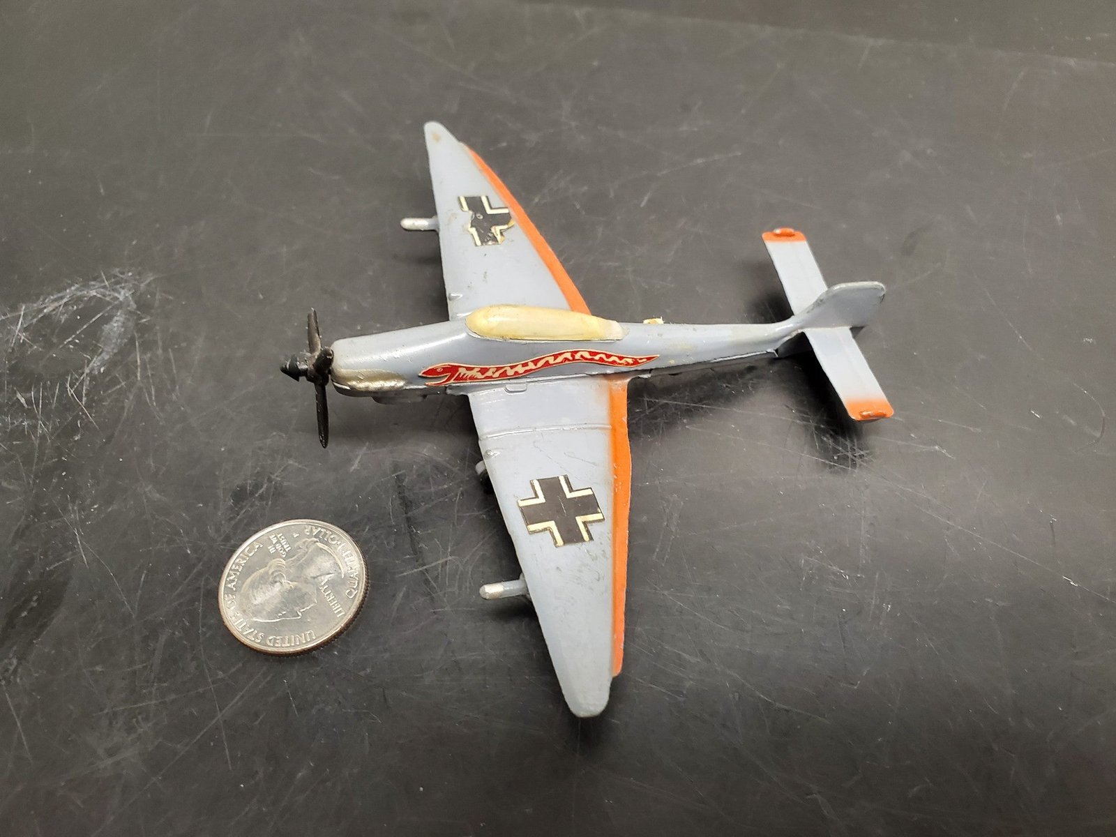 VTG JUNKER JU8 G STUKA NO. B-12 FIGHTER PLANE METAL TOY AIRPLANE WW2 1960'S