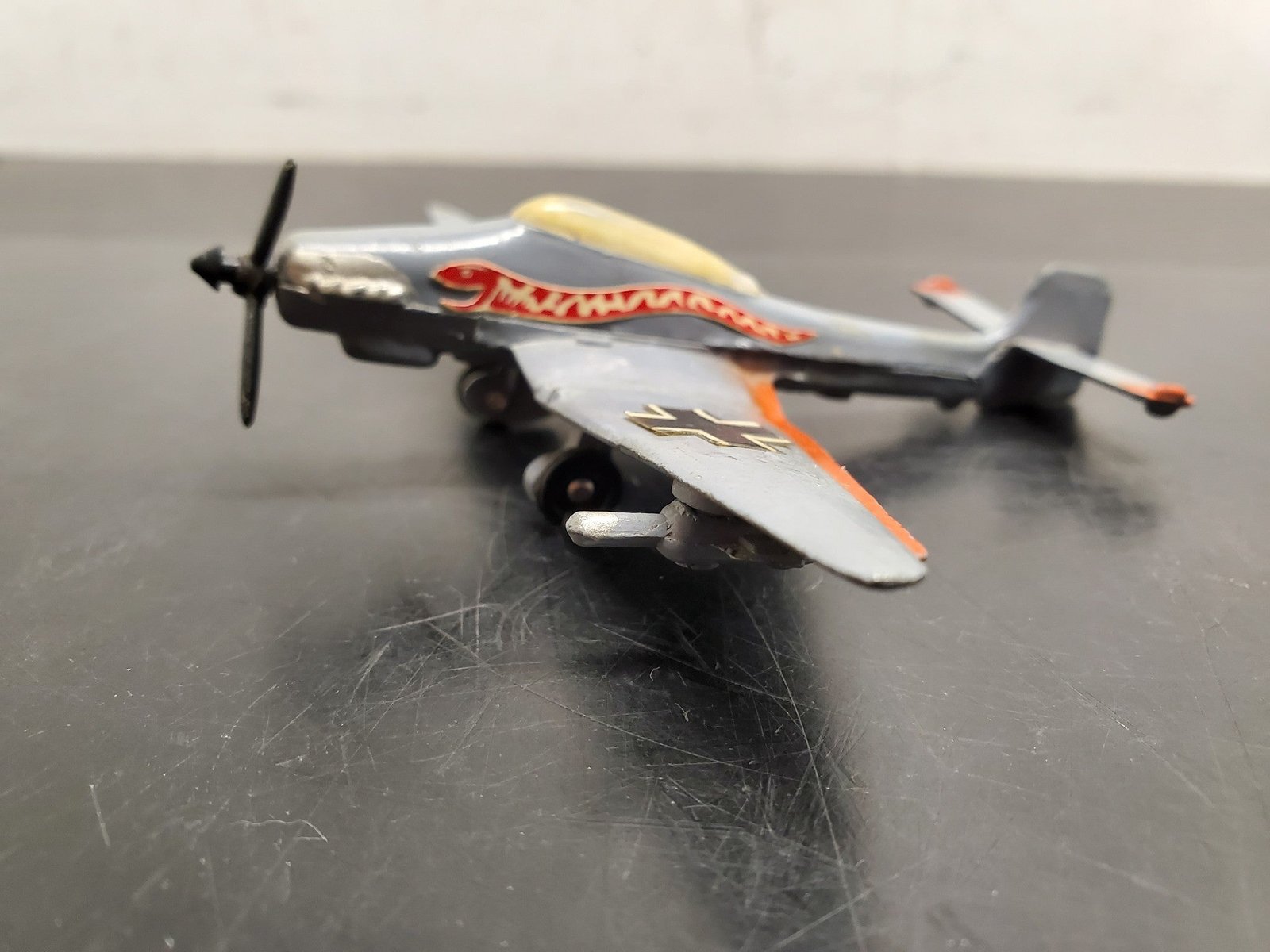 VTG JUNKER JU8 G STUKA NO. B-12 FIGHTER PLANE METAL TOY AIRPLANE WW2 1960'S