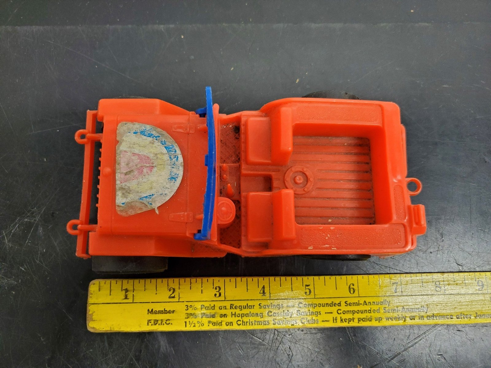 Vintage Amloid Toy Plastic Jeep Model Truck Red 7.5 inches