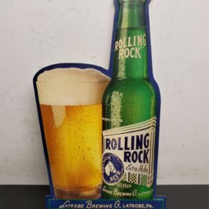 Vintage Rolling Rock Tin Advertising Sign-Latrobe Brewing Co. Latrobe PA Mancave
