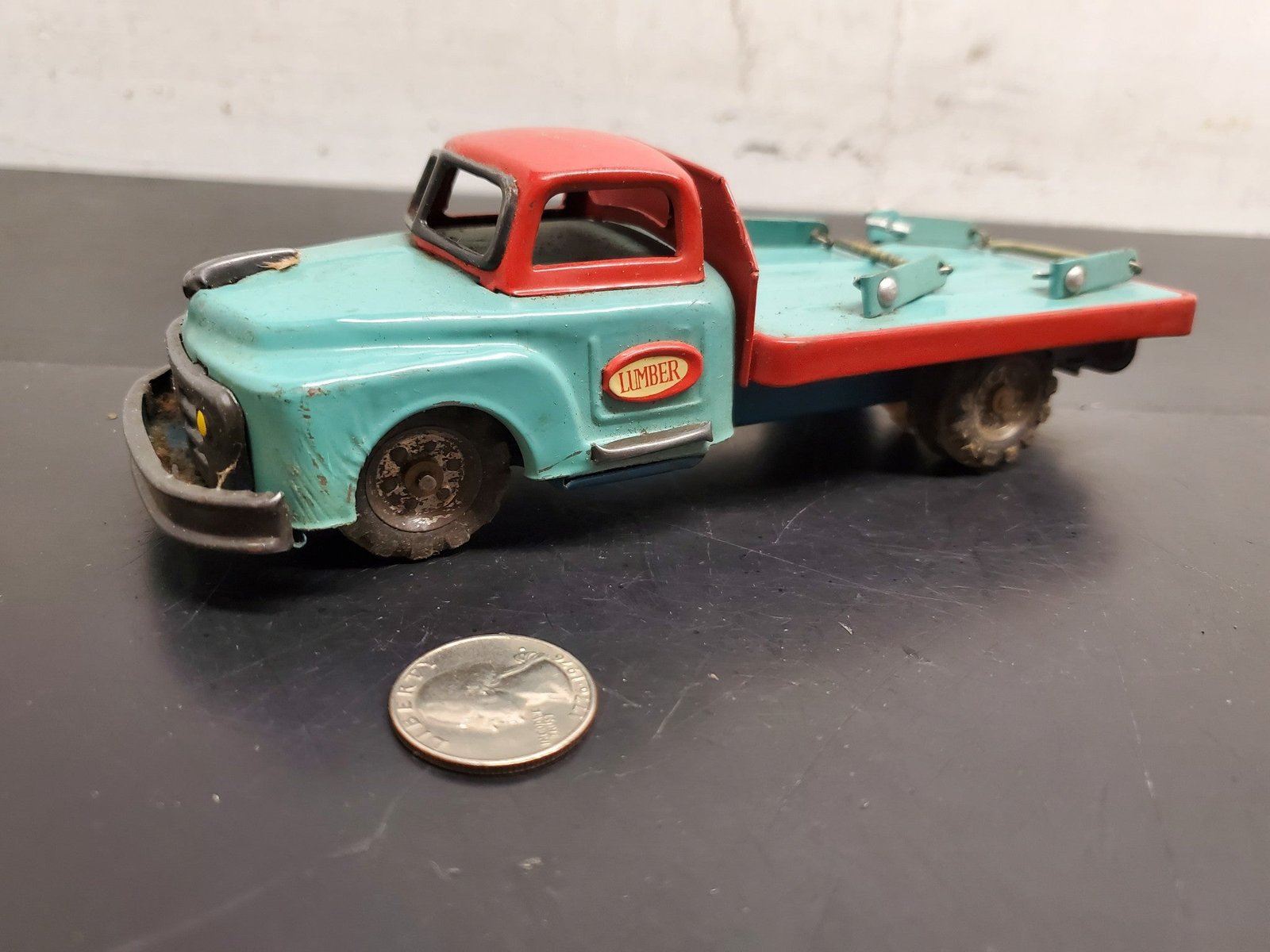 20210902143541a.jpg Vintage SSS Made in Japan Tin Lumber Truck Friction Vehicle Circa 1950S Nice