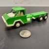 Vintage 1970 Tootsie Toy Green Flat Bed Tow Truck White Interior Chicago USA