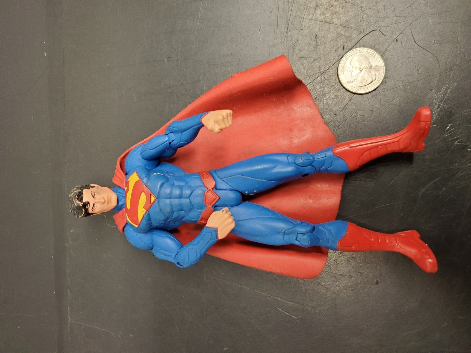 Vtg Superman Action Figure W/Rubber Cape Original 8" Adjustable Arms/Head/Legs