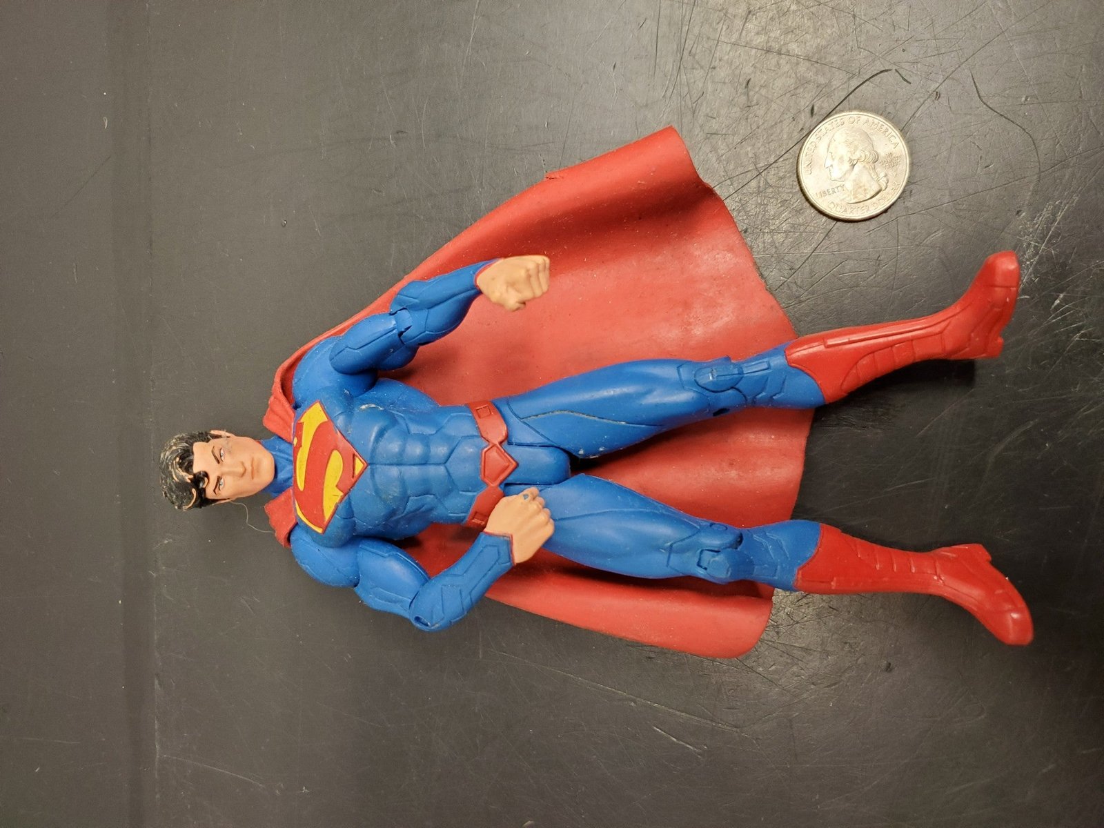 Vtg Superman Action Figure W/Rubber Cape Original 8" Adjustable Arms/Head/Legs