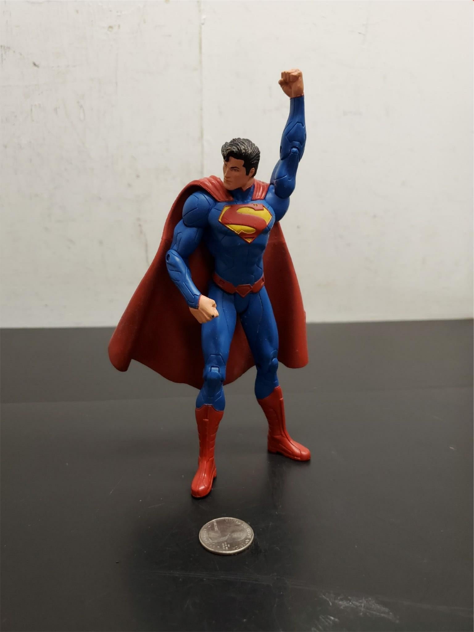 Vtg Superman Action Figure W/Rubber Cape Original 8" Adjustable Arms/Head/Legs