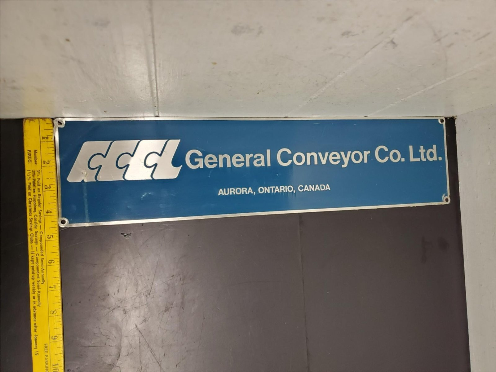 Vtg General Conveyor Co. Ltd. Aurora, Ontario, Canada Dark Blue/Silver Sign