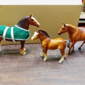 Vtg 70s Horses Breyer Matte Chestnut Clydesdale Mare & Foal W Stock Quarter Mare