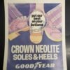 Vtg GoodYear Advertising Crown Neolite Soles Cardboard Poster/Sign Shoe Clothing