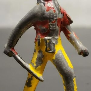 Vtg Unmarked Metal Toy Figurine Warrior W/Chest Plate Holding Sword Collectible