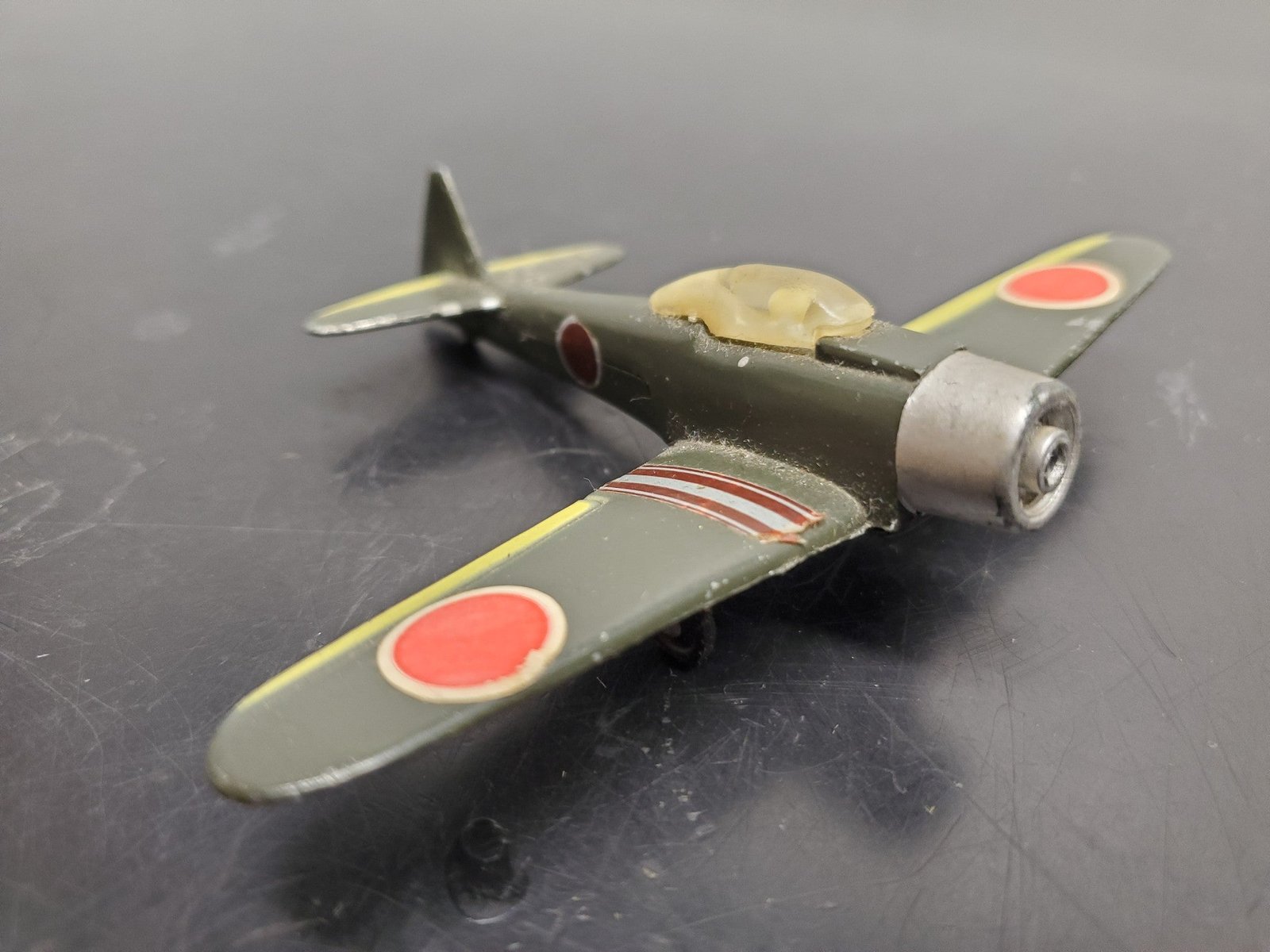 Vtg Mitsubishi Zero B-14 Fighter Airplane Diecast Model Made in Hong Kong