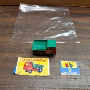 Vintage Mint Lesney Matchbox Toy Car Box #2 Muir Hill Dump Truck Laing red