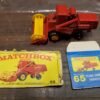 Vintage Mint Lesney Matchbox Toy Car #65 Claas Combine Harvester Farm Mac Red