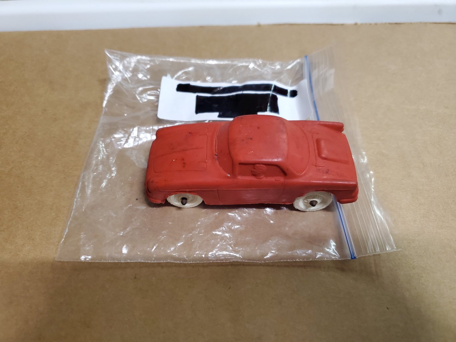 Vtg 50's Auburn Rubber Red Coupe Toy Car W/ Driver & Front/Rear ARCOLicensePlate