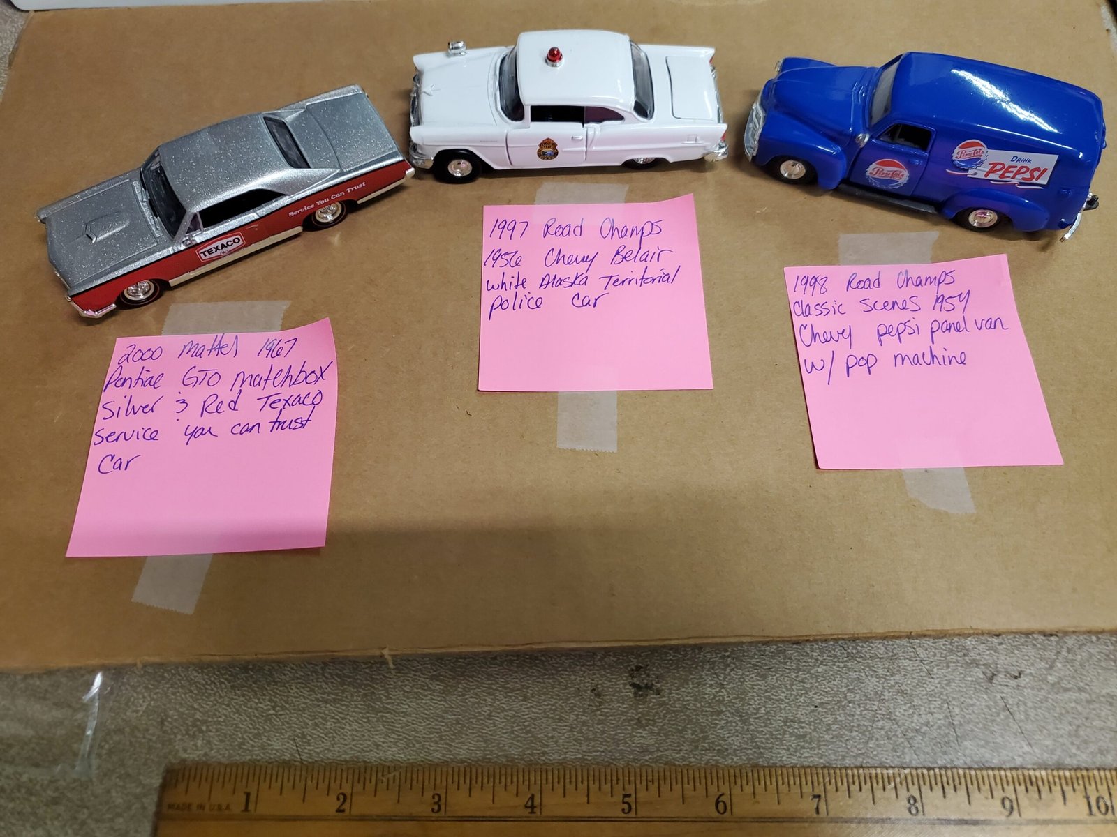 Vintage 3Pc Lot Road Champs Matchbox Alaska Police Pepsi Delivery Texaco 67 GTO