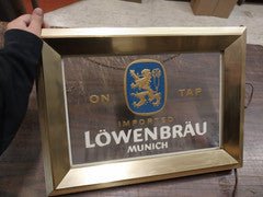 Vintage Lowenbrau Beer Sign Breweriana Advertising Man Cave Tavern Framed Light!