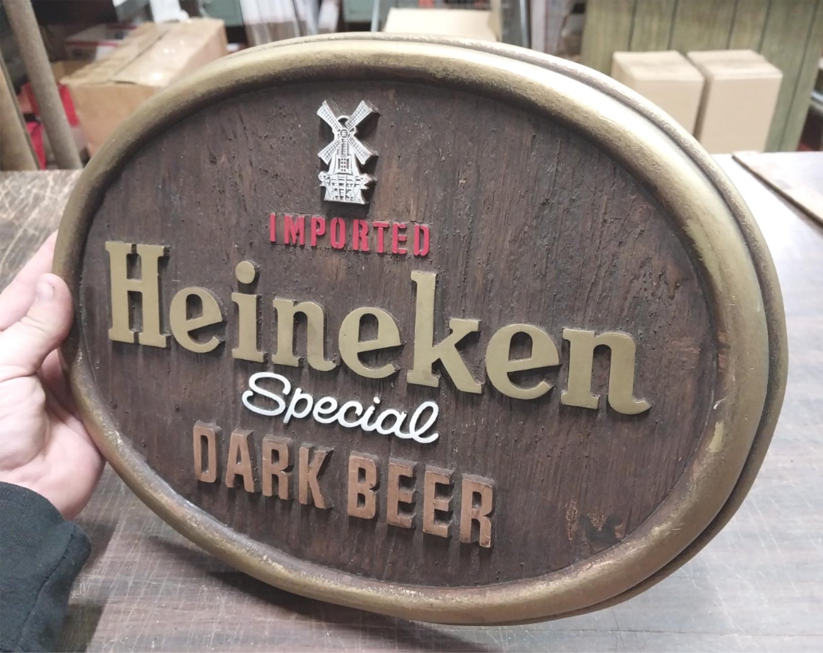 Vintage Imported Heineken Special Dark Beer Sign 13x10 Man Cave Garage Bar