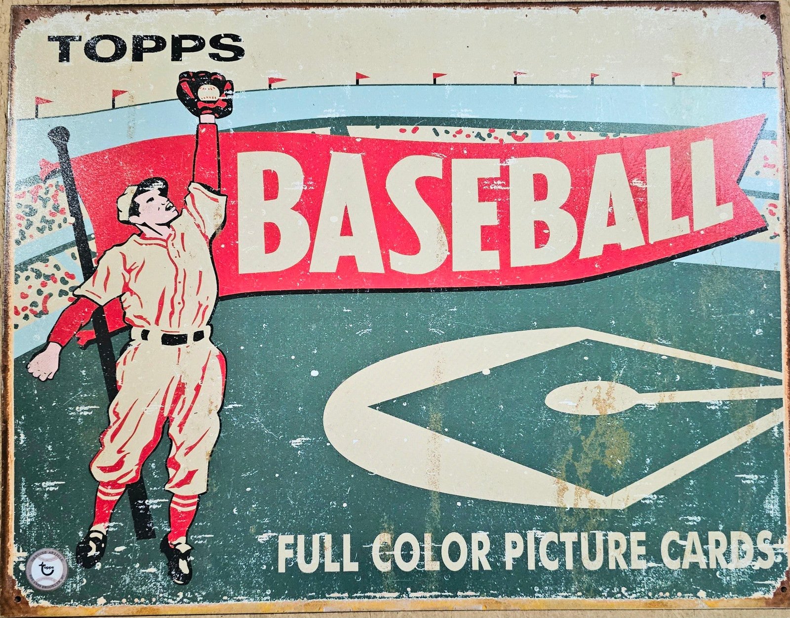2006 TOPPS Baseball Picture Card Metal Tin Mancave 16.5"x12" Sign 1950s Retro