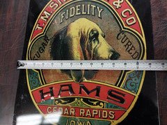 Vtg T.M. Sinclair & Co. Fidelity Sugar cured Ham tin Advertis sign 13 1/2" x 17"