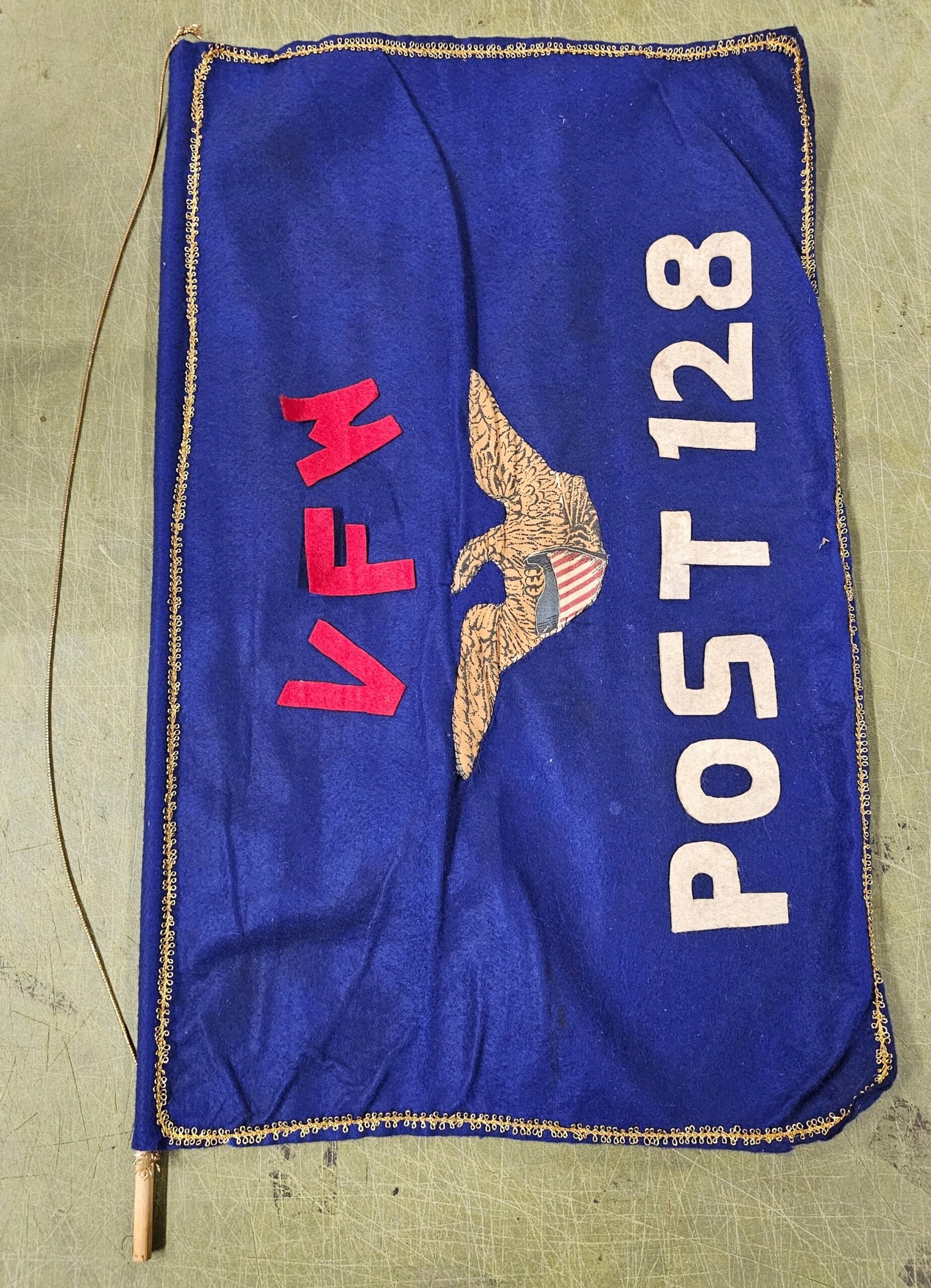 Vintage VFW Banner Felt Post 128 Rochester Pa Veterans WW2 Korean Vietnam Sign