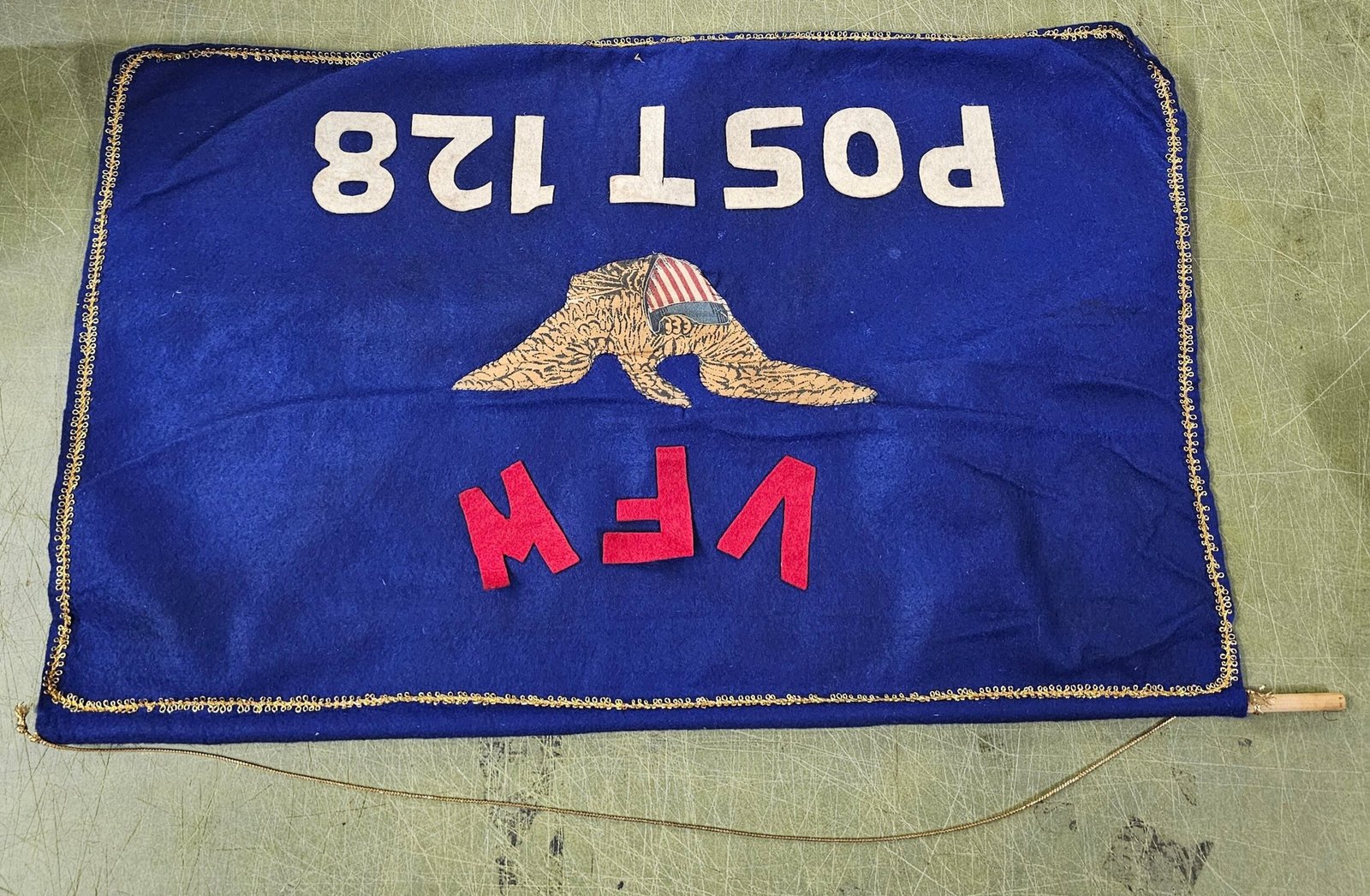 Vintage VFW Banner Felt Post 128 Rochester Pa Veterans WW2 Korean Vietnam Sign