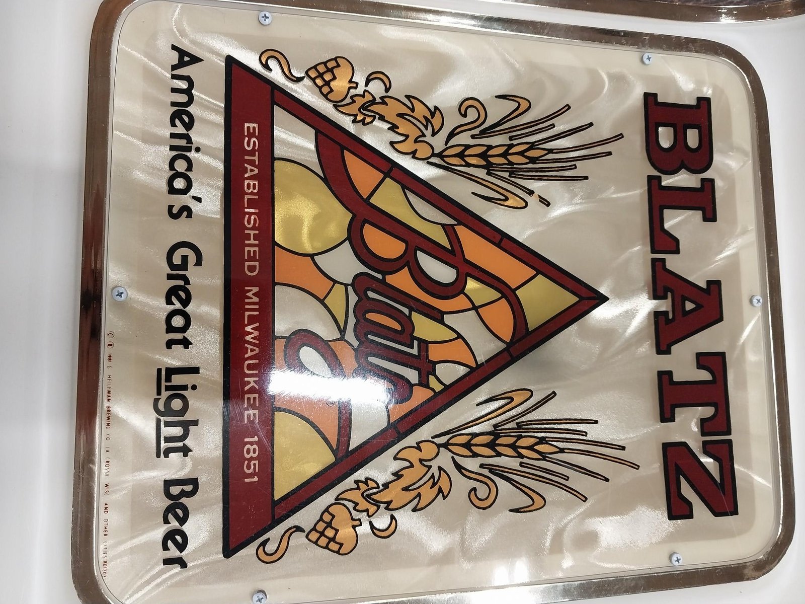 20250203133718a.jpg 1981 Blatz Lighted Advertising Sign Working America's Great Light Beer Milwaukee