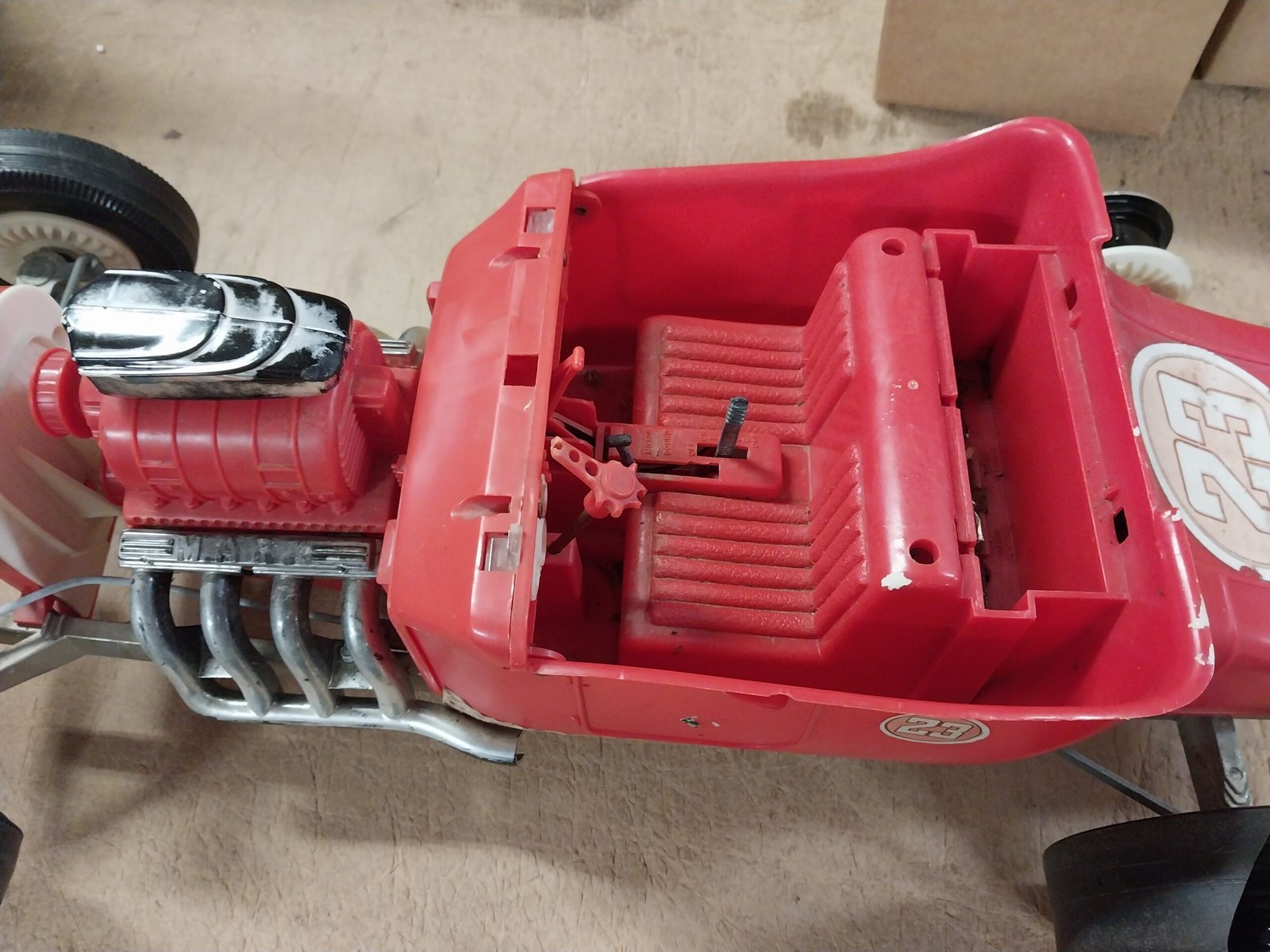 Vtg 1960'S MARX RARE 24" BIG RED HOT ROD Battery Operated T Bucket Toy Car