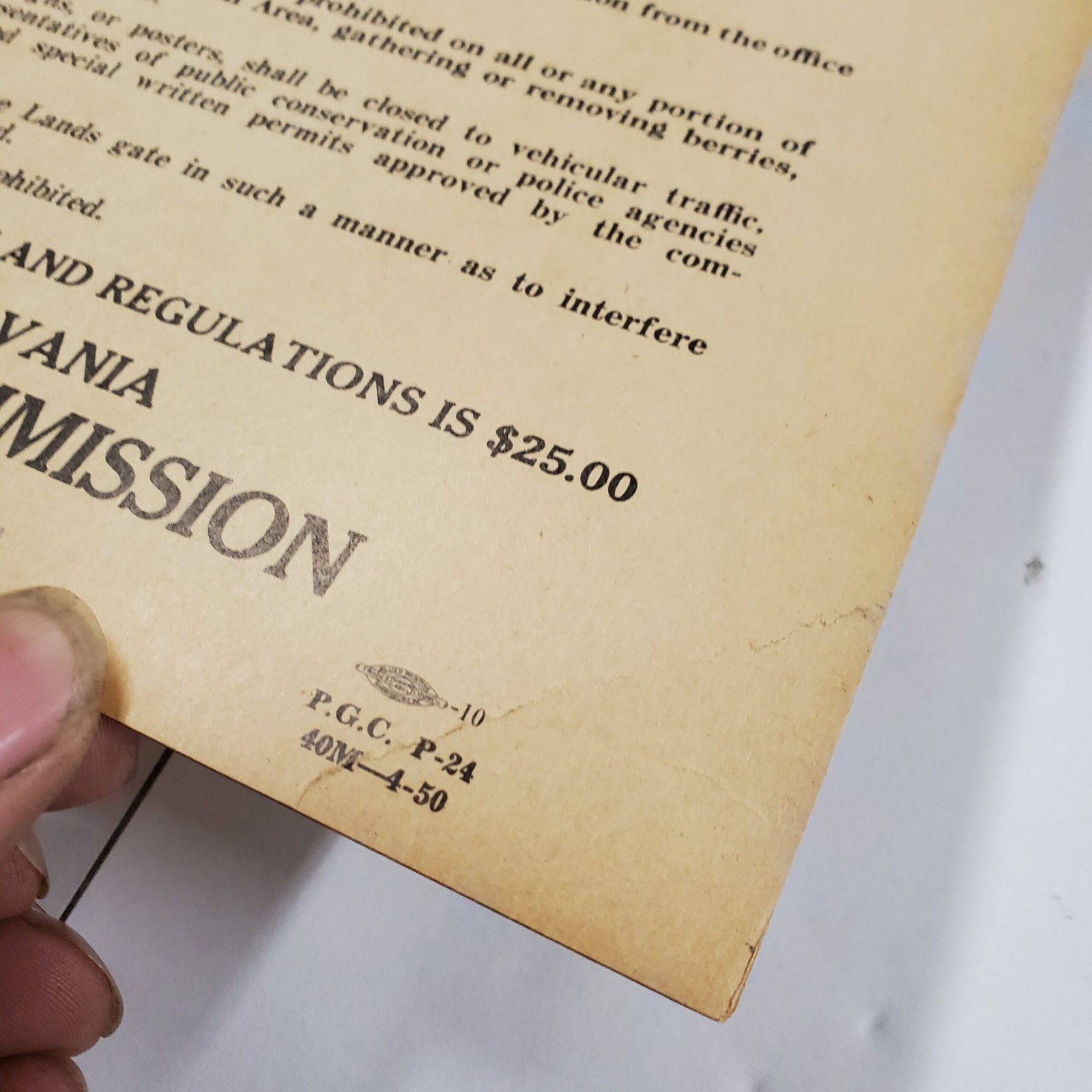 Pennsylvania Game Commission April 1950 Orig. Poster Grounds Rules & Regulations