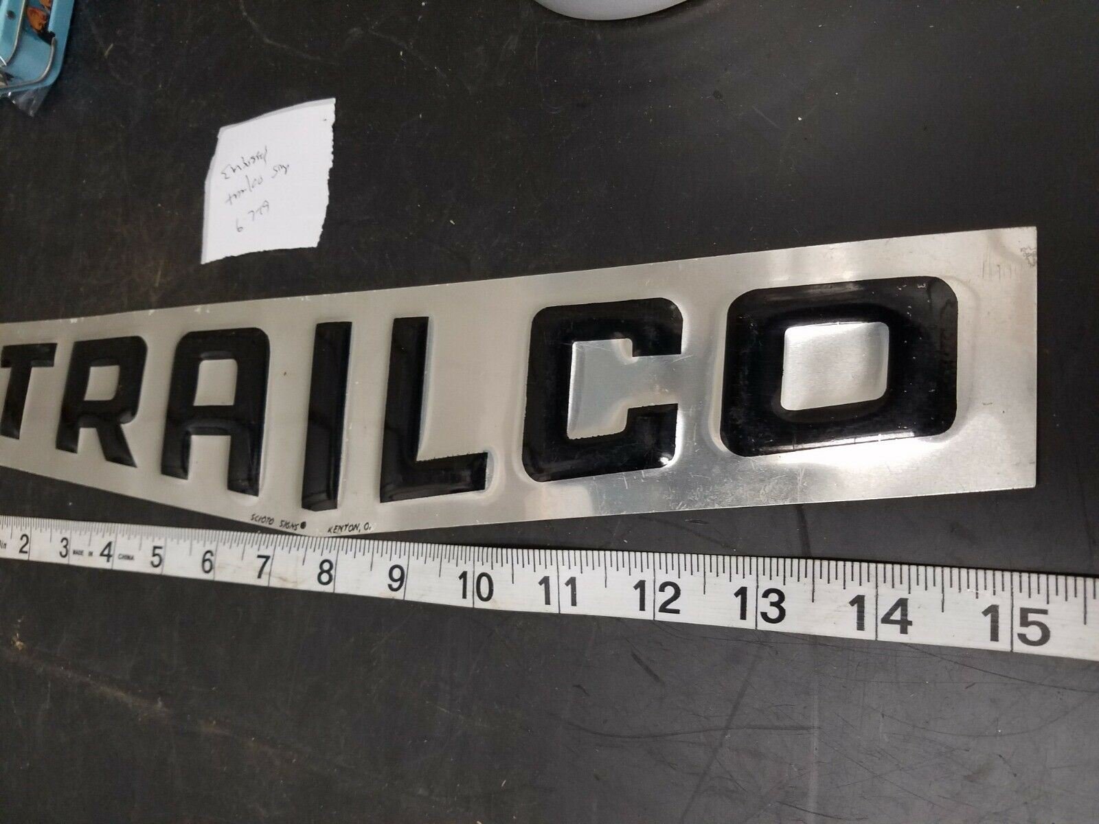 Vintage Trailco Tin sign Embossed Trailer repairs Garage Service station Oil Gas