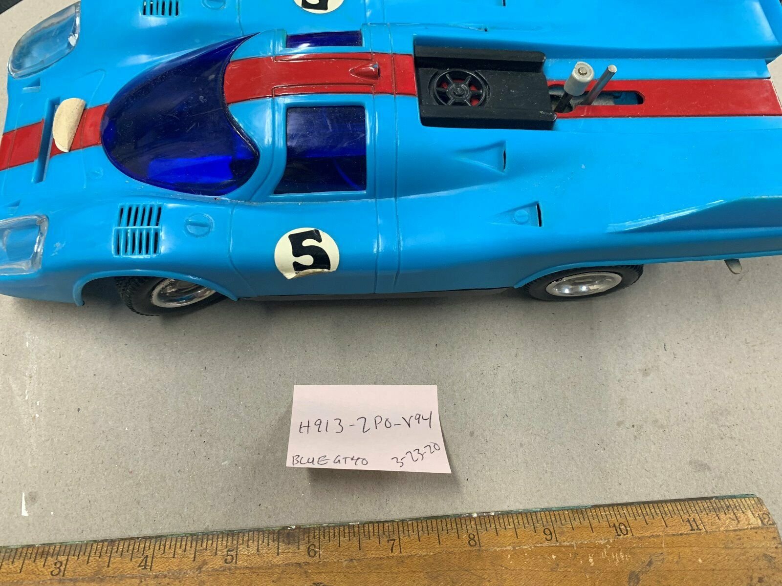 Vintage Battery Operated Porsche 917 Indy BLUE Car Toy RAdio shack? Hong kong
