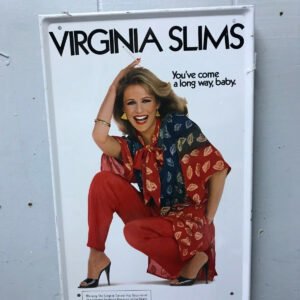 VINTAGE 1970 VIRGINIA SLIMS TIN SIGN YOU'VE COME ALONG WAY BABY AD TOBACCIANA