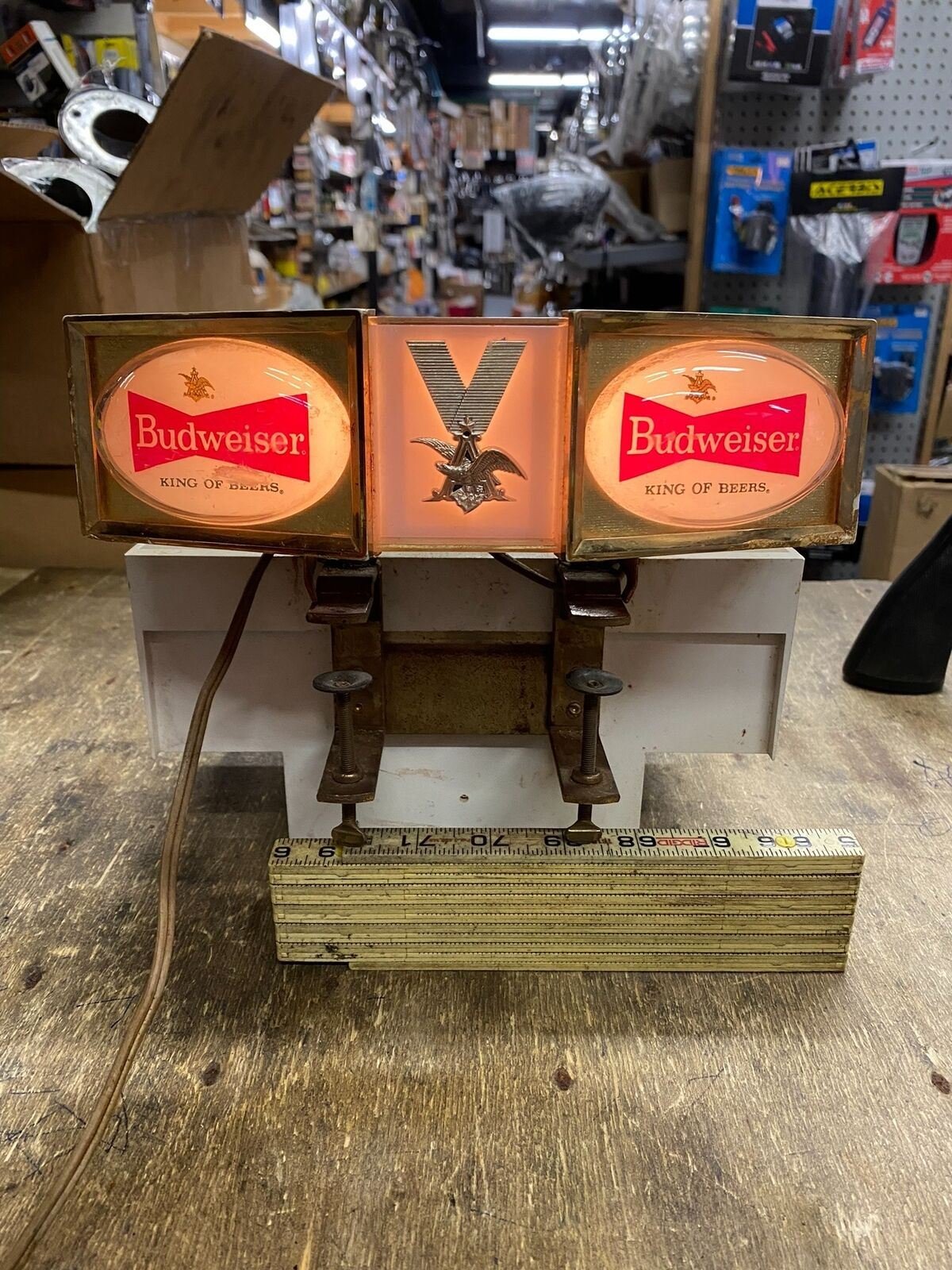 204187389482-0.jpg Vtg Budweiser Light Sign Display Bar room Tavern Man Cave Beer 1960's Advertisin
