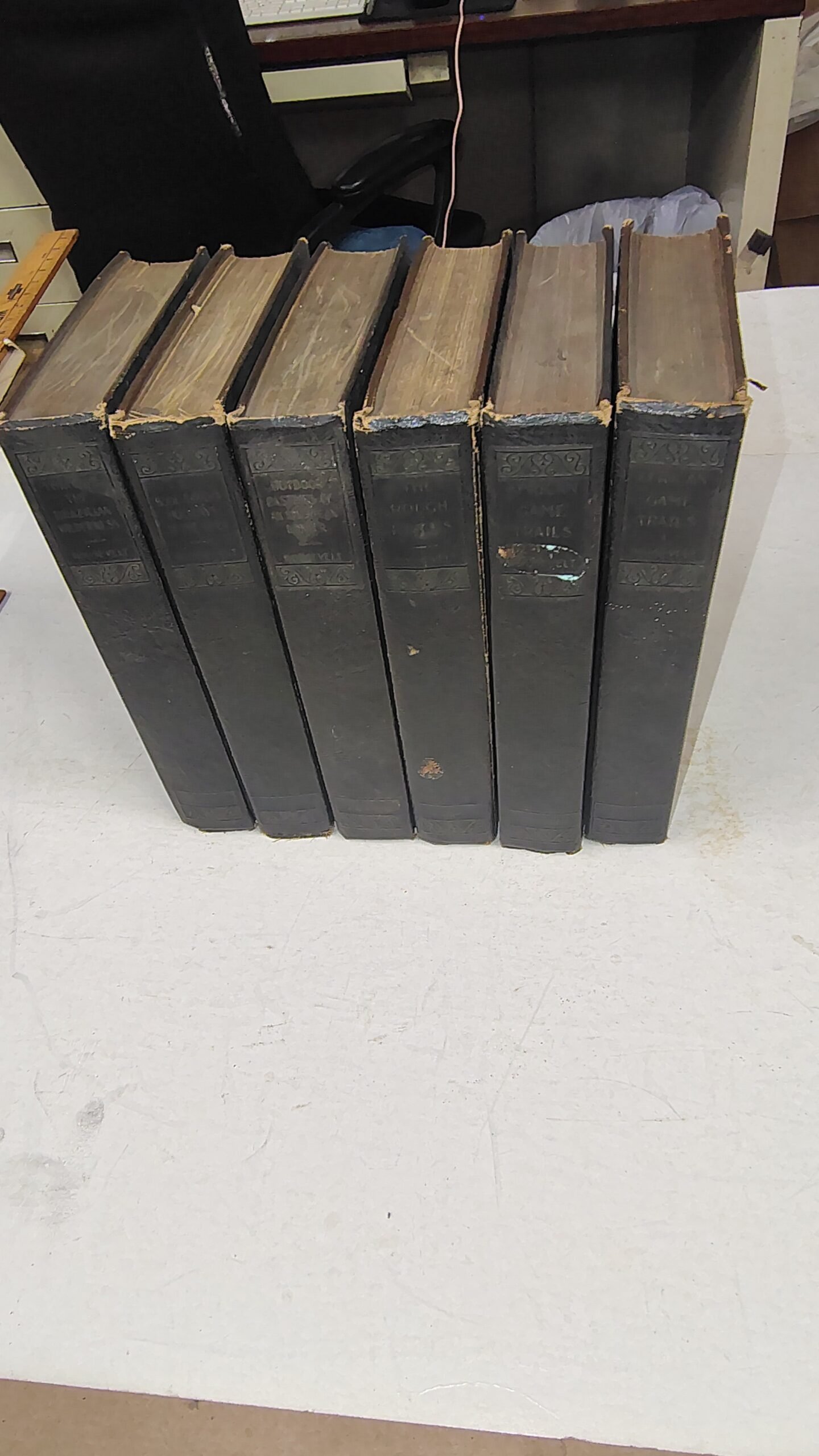 2c2d9674-79e2-4d92-a054-850dd92b7335-scaled-1.jpg Vintage Theodore Roosevelt Scribner Leather Book Set 1920s 6 Vols Hunting Brazil