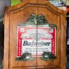 Vintage Budweiser Frog Wood Dartboard Cabinet Case 22x 19 Advertising Breweriana