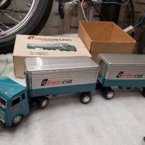 Original Box VTG Tractor Trailer Truck Pup Trailer Friction Car Japan Rare Tin!!