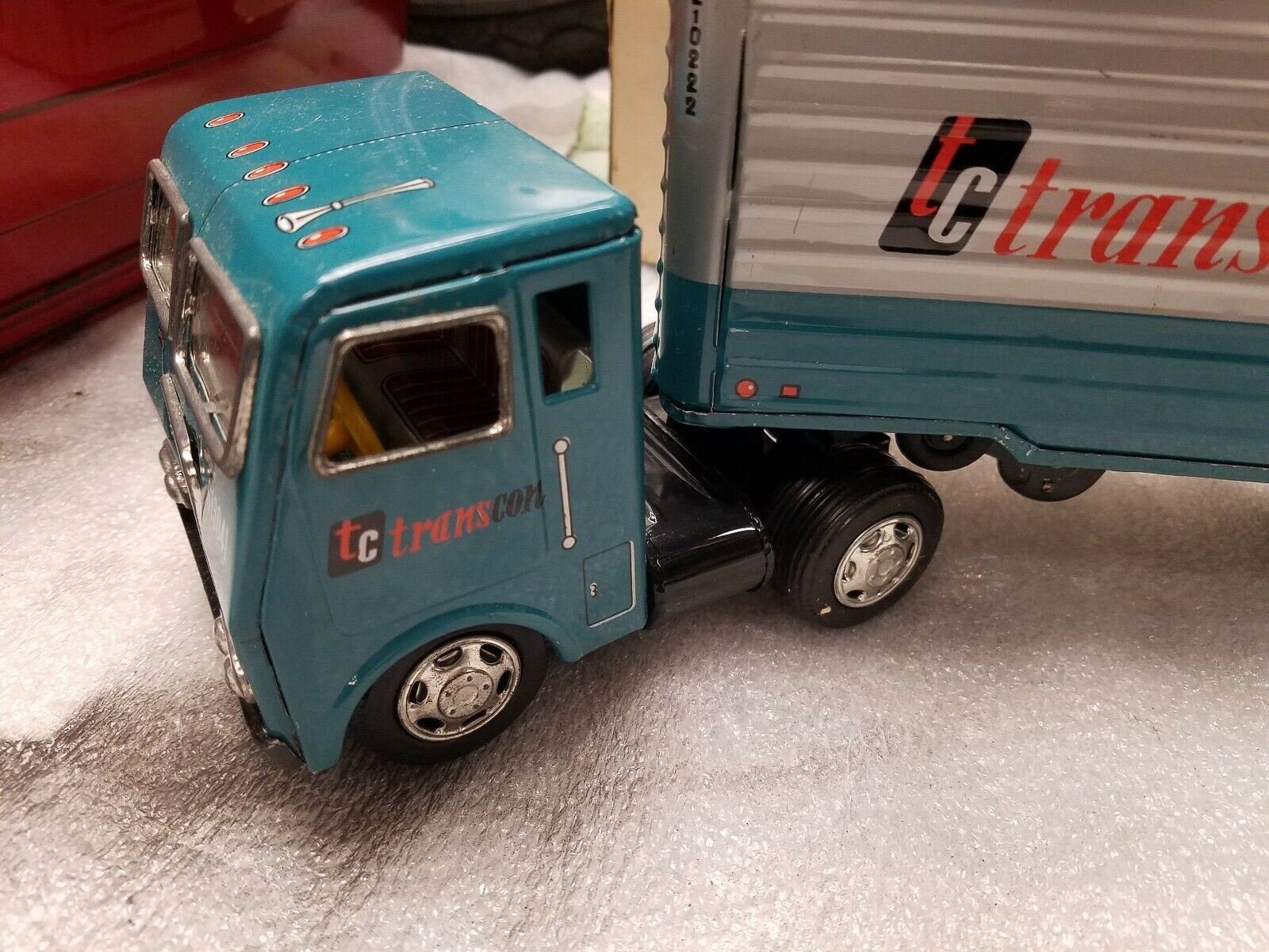 352996795426-2.jpg Original Box VTG Tractor Trailer Truck Pup Trailer Friction Car Japan Rare Tin!!